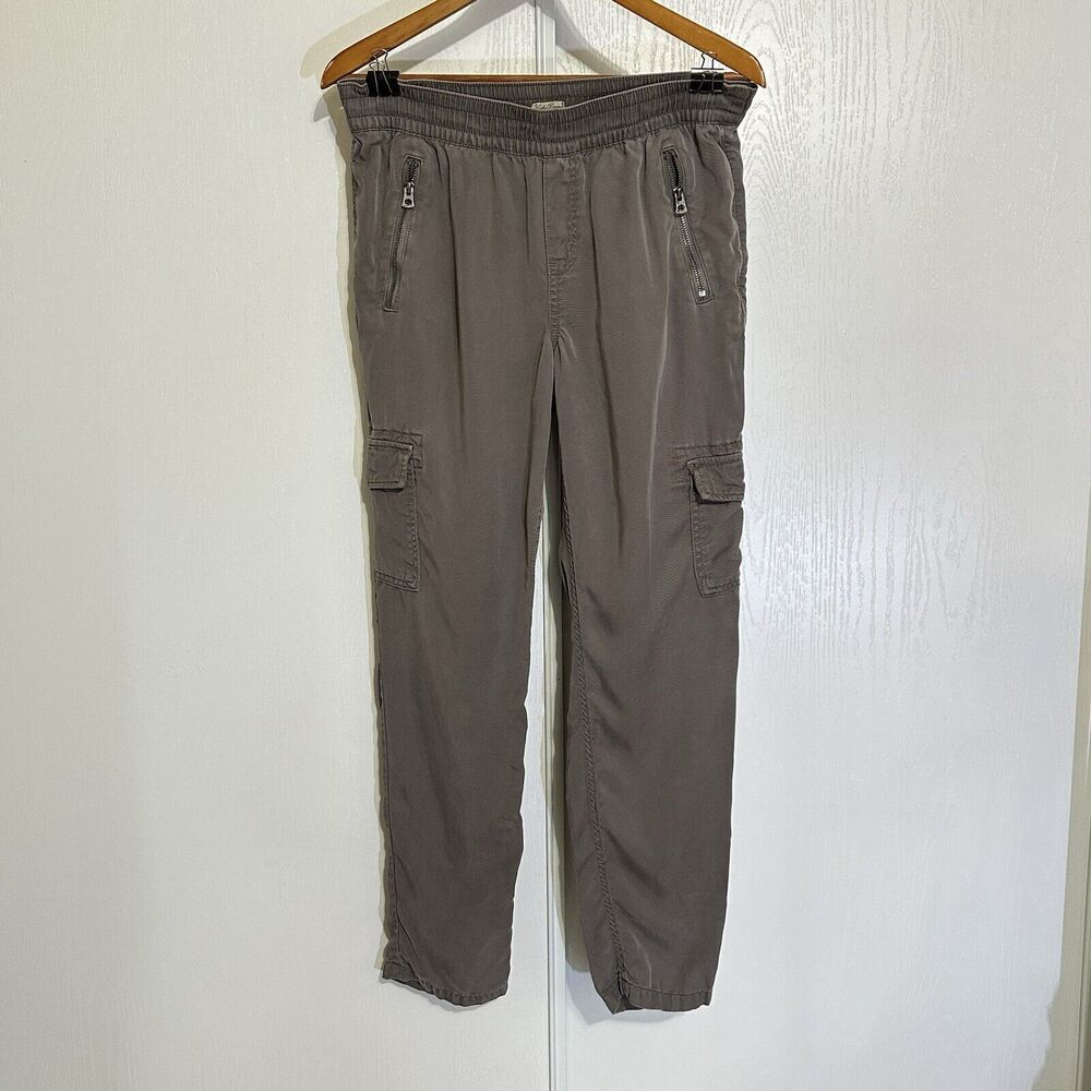 Lucky Brand Women's Brown Gray Pants Cargo Tapered Sz M 100% Tencel Soft 32x29